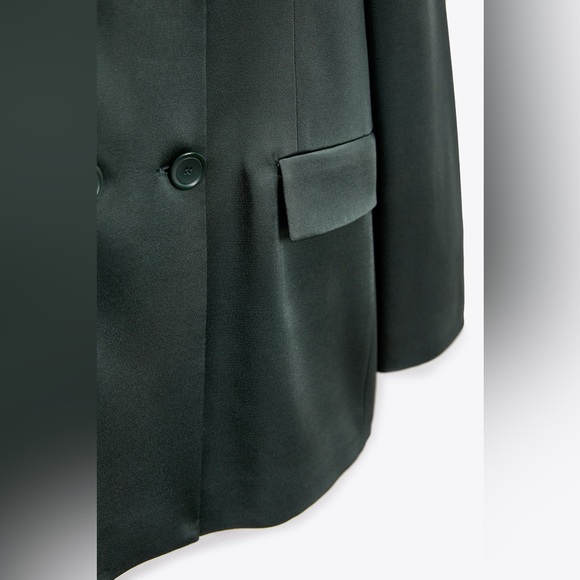 ZARA Emerald Green Satin Matching Coord Suit - Picture 8 of 16